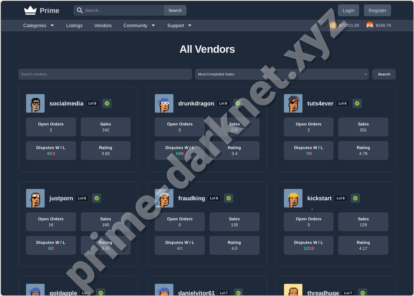 Prime Marketplace Product Listings - Prime Darknet Market 2026